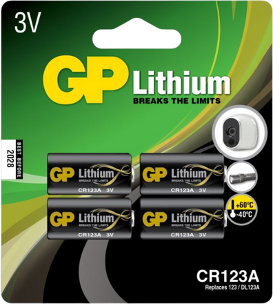 Lithiumbatteri GP Lithium CR 123A PRO - 4-pack