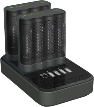 Laddstation GP ReCyko Pro AA / AAA med 2 st batteriladdare och 8 st PRO-batterier