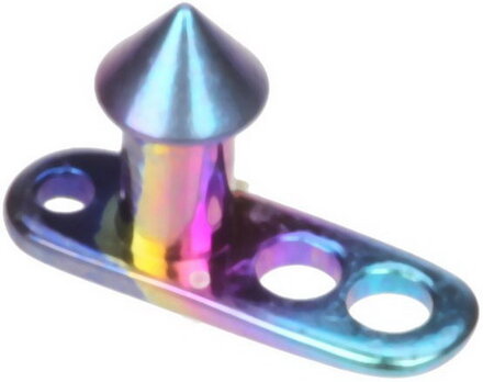 Multi Color Spiked Dermal anchor - Strl 1.6 x 2.5 mm med 5 mm spike