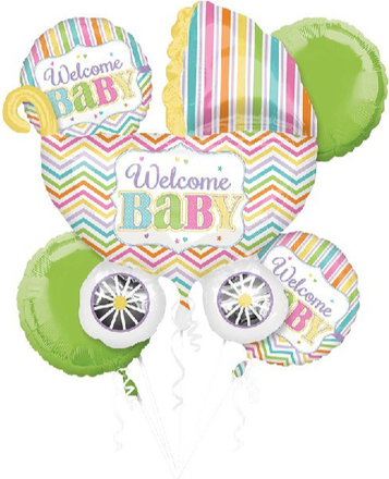 Welcome Baby Ballongbukett med 5 Folieballonger