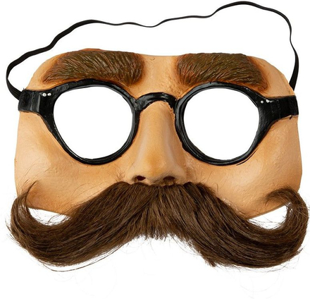 Latex Øyemaske med Briller og Brun Moustache