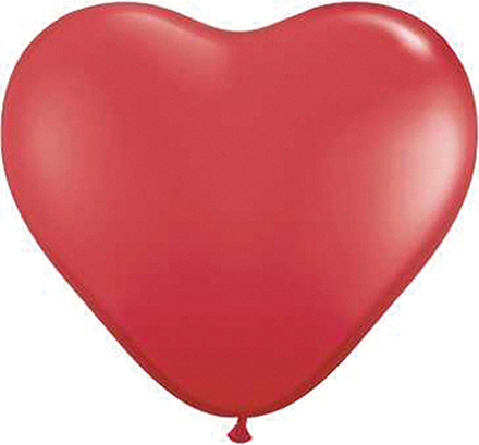 6 stk 40 cm - Store Hjerteformede Røde Ballonger