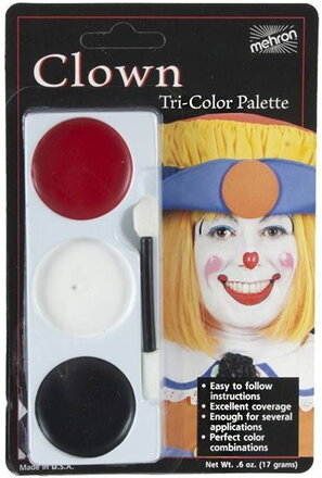 Tri-Color Palette - 17 gr Mehron Clown Sminkepalett - 3 Farger