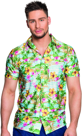 Blå Hawaii Kostymeskjorte med Strandmotiv - Strl XL