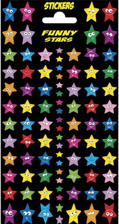 88 stk Klistremerker med Smilende Stjerner og Glitter