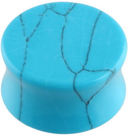Cracked Howlite Turquoise Stone - Piercing Plugg - Strl 4 mm