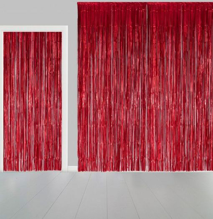 Rød Shimmer Dørforheng 240x100 cm