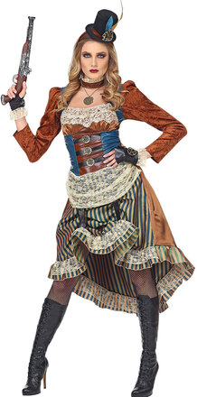 Stilig Steampunk Kostyme med Hansker og Minihatt - Strl L