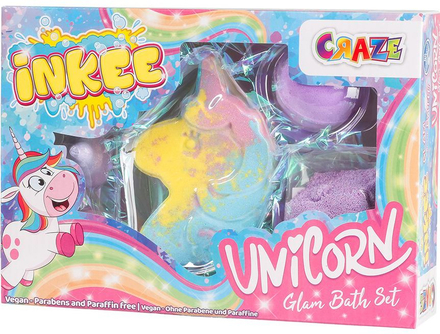 Craze Inkee Glam Bath Set - Enhjørning Badebombe Sett med Marshmallow Aroma