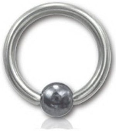 Silver BCR med Hematite ball Titan - Strl 1.6 x 8 mm med 4 mm kule