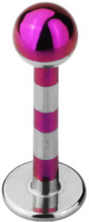 Stripete Labret - Lilla/Stål - Strl 1,2 x 6 mm med 3 mm kule