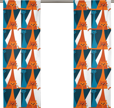 Kitty Orange/Blå Tyg Arvidssons Textil