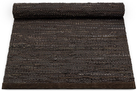 Rug Solid læder tæppe - 200x300 - Choco