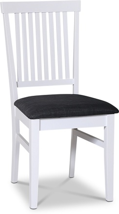 2 st Fårö vit stol med ribbor och grå tygsits