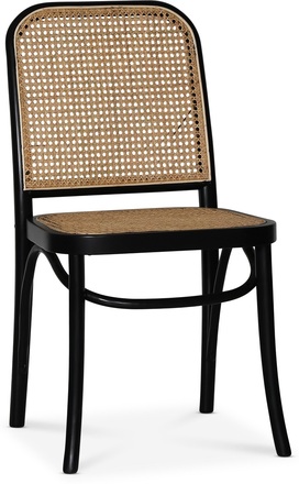 2 st Tone svart stol med rotting i rygg och sits