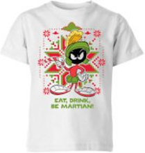 Looney Tunes Eat Drink Be Martian Kids' Christmas T-Shirt - White - 3-4 Years