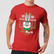 Looney Tunes Bugs Bunny Knit Men's Christmas T-Shirt - Red - S