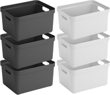 Set van 8x stuks zwart/witte opbergboxen/opbergmanden van 45 x 35 x 24 cm