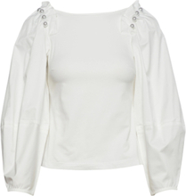 Maisie Top Tops Blouses Long-sleeved White Mother Of Pearl