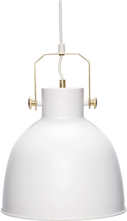 Hübsch loftlampe i hvid metal og messing