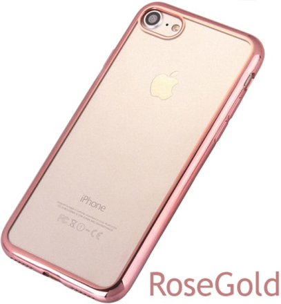 Genomskinligt mobilskal med färgad gräns iPhone 7 - Rosaguld