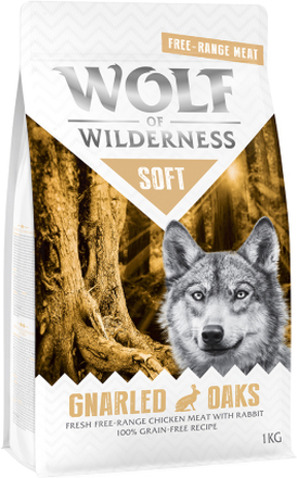 Zum Sonderpreis! Wolf of Wilderness Trockenfutter 2 x 1 kg - SOFT Gnarled Oaks - Freiland-Huhn & Kaninchen (halbfeucht)