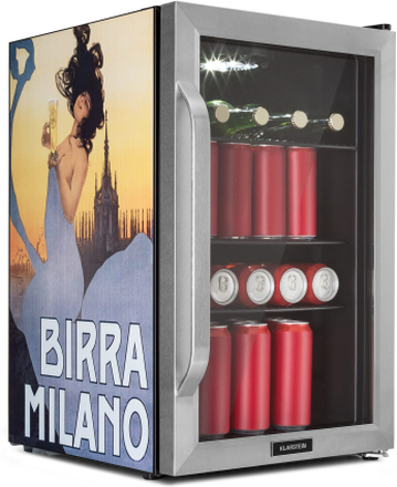 Beersafe 70 Birra Milano Edition Kylskåp 70 liter 3 hyllor panoramaglasdörr rostfritt stål