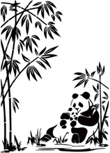 Sød Panda wallsticker. Mor med panda unge. 60x43cm