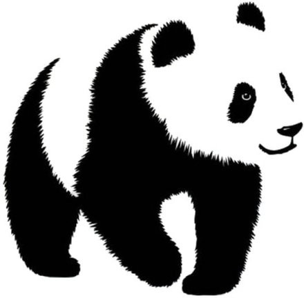 Sød Panda wallsticker med en stor panda. Sort/Hvid. 50x55cm