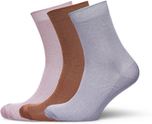 Alma Solid Sock 3 Pack Lingerie Socks Regular Socks Rosa Becksöndergaard*Betinget Tilbud
