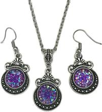 Necklace/Earrings - Glitter - Druzy - Victorian - Purple