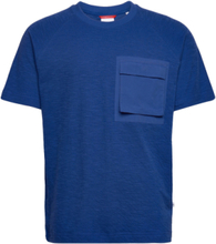 Over D Short Sleeve Cotton Slub Tops T-shirts Short-sleeved Blue Knowledge Cotton Apparel