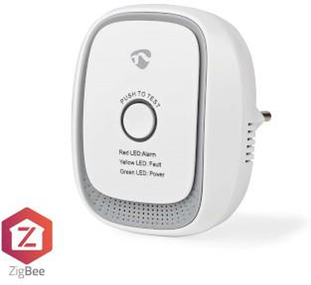 Nedis SmartLife Gasdetektor | Zigbee 3.0 | Strömadapter | Givarlivscykel: 5 år | EN 50194-1:2009 | Android- / IOS | Med testknapp | 75 dB | Vit