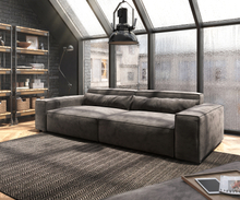 DELIFE Big-sofa Sirpio XL 270x130 cm microvezel kaki bruin met kruk