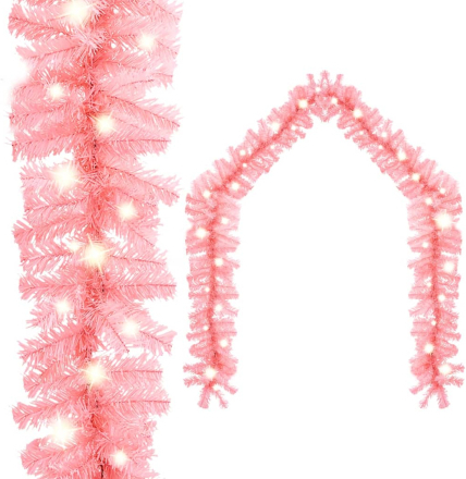 vidaXL Julgirlang med LED-lampor 5 m rosa