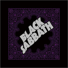 Black Sabbath Bandana Classic Wavy Logo Official Black (21in x 21in) en storlek