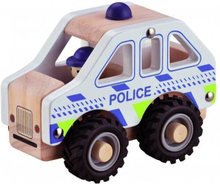 Polisen i trä med gummihjul