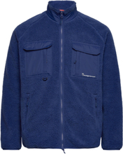 Over D Raglan Teddy Polyester Zi Tops Sweatshirts & Hoodies Fleeces & Midlayers Blue Knowledge Cotton Apparel