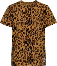 Basic Leopard Ss Tee Tops T-Kortærmet Skjorte Brown Mini Rodini
