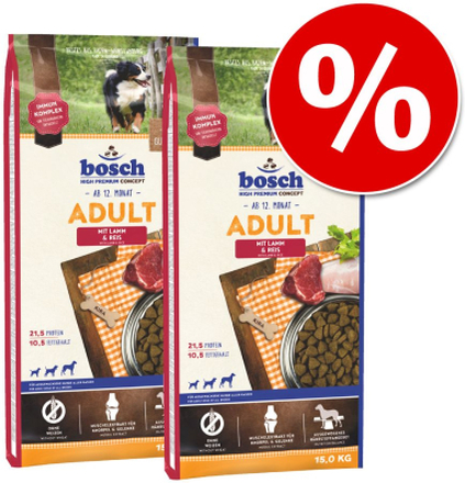 Sparpaket: bosch 2 x Grossgebinde - Adult Lamm & Reis (2 x 15 kg)