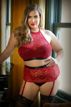 Aria Crotchless Suspender Set - Red 3XL/4XL