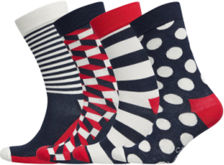 4-Pack Classic Navy Socks Gift Set Underwear Socks Regular Socks Multi/mønstret Happy Socks*Betinget Tilbud