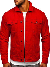 Czerwona jeansowa kurtka męska Denley XSF78204