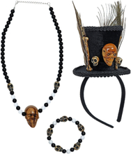 Voodoo Kostymesett med Mini Hatt og Smykker