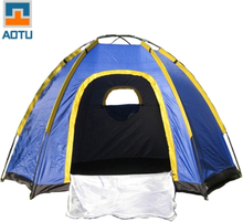 Sechskant Camping-Zelt für 3-4 Personen UV-resistente Outdoor Travel Tragbare blau