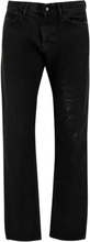 Jeans laget av bomulls denim linning med belteløkker Klassisk fem-lomme stil Front Lukking Distressed Effect Straight Leg Black Made in Tunisia Composition: 100% Cotton