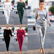 Mode Frauen Trainingsanzug Sweatshirt Lange Hosen Langarm Casual Solide 2 Stück Set Sport Anzüge Streetwear