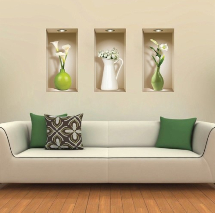 Set von 3 farbigen Vase Wandbilder 3D Removable DIY Wandkunst Aufkleber Decals für Wohnzimmer Schlafzimmer Sofa Home Decor