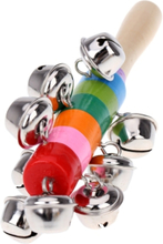 Wenig Hand Held Bell Stick aus Holz mit 10 Metall Jingles Ball bunter Regenbogen Percussion musikalisches Spielzeug für KTV Party Kinder Spiel