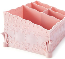 1 Stück Comestic Aufbewahrungsbox Make-up Organizer Multifunktions Blumendekor Chic Box für Lippenstifte Fernbedienung Stifte Handys Rosa
